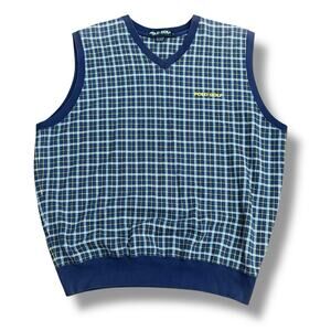 Vintage Ralph Lauren Polo Golf Men’s Size M Blue Plaid Sweater Vest Preppy Golf